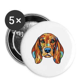 Bosnischer grobhaariger Jagdhund Hunderasse Aquarell - Buttons groß 56 mm (5er Pack) - Weiß - Vorne
