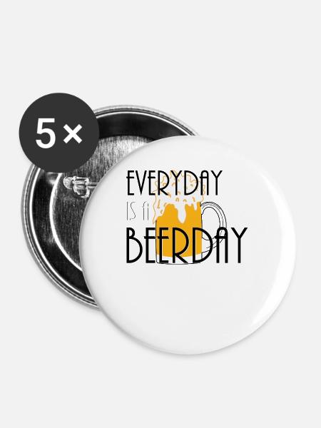Bier - Buttons groß 56 mm (5er Pack) - Weiß