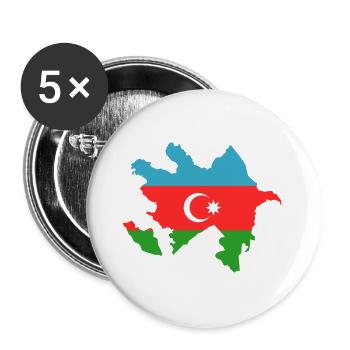 Aserbaidschan Landkarte Flagge - Buttons groß 56 mm (5er Pack) - Weiß - Vorne