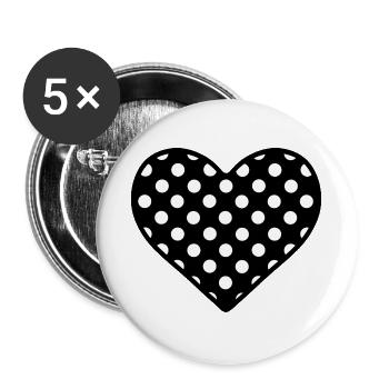 Herzilein schwarz-weiß - Buttons groß 56 mm (5er Pack) - Weiß - Vorne