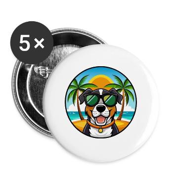Grand Bouvier Suisse Race Cartoon Beach - Lot de 5 grands badges (56 mm) - blanc - Devant
