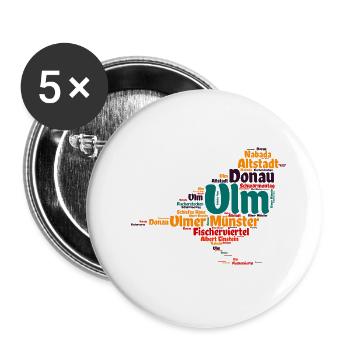 Ulmer Spatz - Buttons groß 56 mm (5er Pack) - Weiß - Vorne