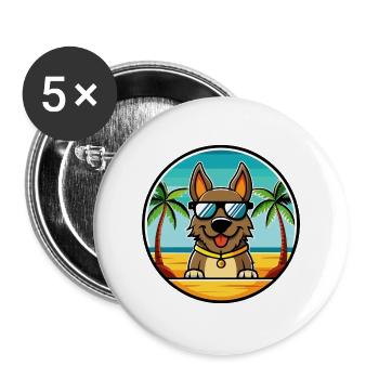Deutsche Bracke Hunderasse Cartoon Sonnenbrille Strand - Buttons groß 56 mm (5er Pack) - Weiß - Vorne