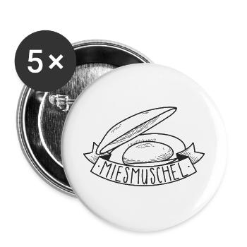 Miesmuschel – Minimalistisches Meeresfrucht Design - Buttons groß 56 mm (5er Pack) - Weiß - Vorne