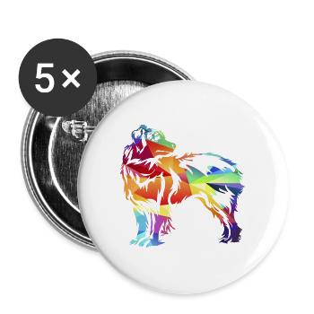 Flinker Australian Shepherd Hütehund - Buttons groß 56 mm (5er Pack) - Weiß - Vorne