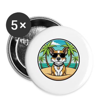 Braque Auvergne Hunderasse Cartoon Sonnenbrille Strand - Buttons groß 56 mm (5er Pack) - Weiß - Vorne