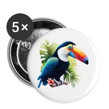 Tukan Naturliebhaber - Buttons groß 56 mm (5er Pack) - Weiß - Vorne