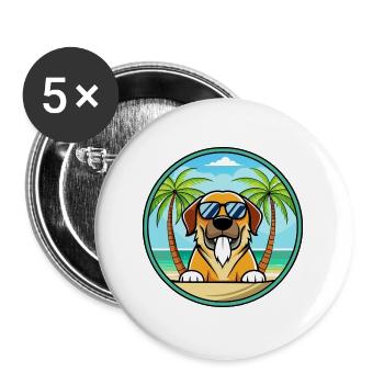 Spanische Dogge Hund Rasse Cartoon Sonnenbrille Strand - Buttons groß 56 mm (5er Pack) - Weiß - Vorne