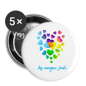 Herzen bunte Herzen Herzen Haufen - Buttons groß 56 mm (5er Pack) - Weiß - Vorne
