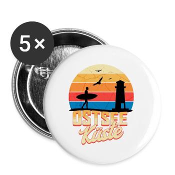 Ostsee Küste – Wellenrauschen und Meerblick - Buttons groß 56 mm (5er Pack) - Weiß - Vorne