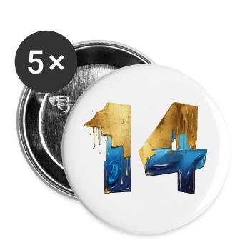 NO. 14 NUMBER 14 COOL 14TH BIRTHDAY - Buttons large 2.2''/56 mm (5-pack) - white - Front
