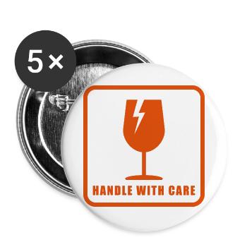 Fragile Handle with Care Versandetikett - Buttons groß 56 mm (5er Pack) - Weiß - Vorne