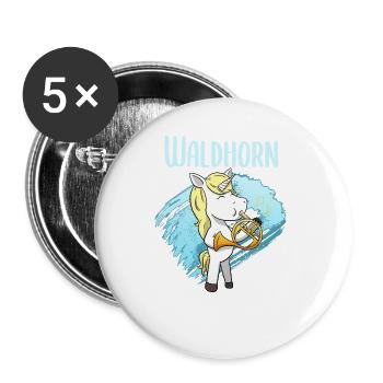 Waldhorn - Buttons groß 56 mm (5er Pack) - Weiß - Vorne