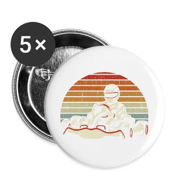 GoKart Vintage Rennbahn Go Kart - Buttons groß 56 mm (5er Pack) - Weiß - Vorne