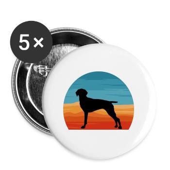 Old Danish Pointer Dog Silhouette Retro Sonnenuntergang - Buttons groß 56 mm (5er Pack) - Weiß - Vorne
