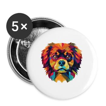 Tibetischer Spaniel Hunderasse Aquarell Illustration - Buttons groß 56 mm (5er Pack) - Weiß - Vorne