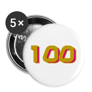 100. 100 JAHRE. 100-JÄHRIGES JUBILÄUM. 100. GEBURTSTAG - Buttons groß 56 mm (5er Pack) - Weiß - Vorne