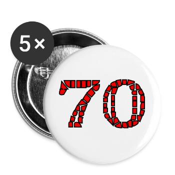 70. 70 JAHRE. 70-JÄHRIGES JUBILÄUM. 70-JÄHRIGES JUBILÄUM. - Buttons groß 56 mm (5er Pack) - Weiß - Vorne