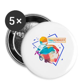 Vielseitiger Trockenbauer Innenausbau - Buttons groß 56 mm (5er Pack) - Weiß - Vorne