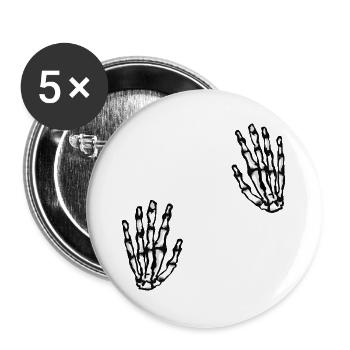 zwei skeletthände - Buttons groß 56 mm (5er Pack) - Weiß - Vorne