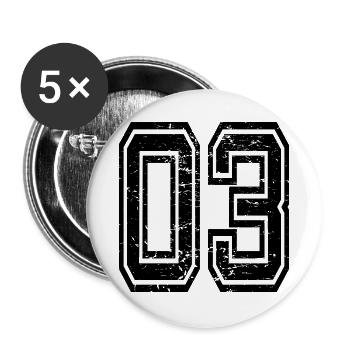 03 Afyon used look schwarz - Buttons groß 56 mm (5er Pack) - Weiß - Vorne