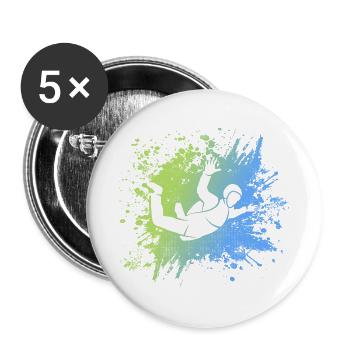 Fallschirmspringen Fallschirm Fallschirmspringer - Buttons groß 56 mm (5er Pack) - Weiß - Vorne