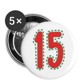 15. 15 JAHRE. 15. JAHRESTAG. 15-JÄHRIGES JUBILÄUM. - Buttons groß 56 mm (5er Pack) - Weiß - Vorne