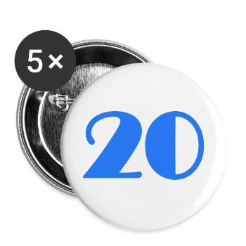 20 JAHRE,20-JÄHRIGES JUBILÄUM,20-JÄHRIGES JUBILÄUM 20 JAHRE - Buttons groß 56 mm (5er Pack) - Weiß - Vorne