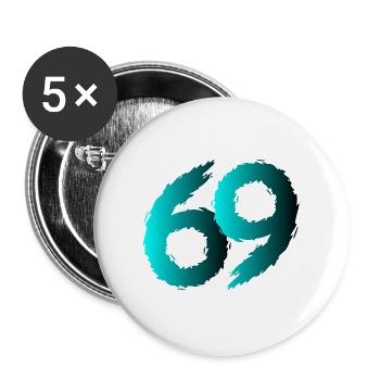 69 Symbol Zahl Neunundsechzig - Buttons groß 56 mm (5er Pack) - Weiß - Vorne