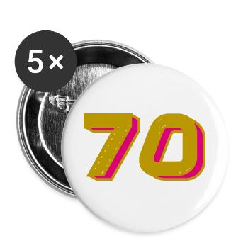 70. 70 ANS. 70e ANNIVERSAIRE. ANNIVERSAIRE 70 ANS. - Lot de 5 grands badges (56 mm) - blanc - Devant