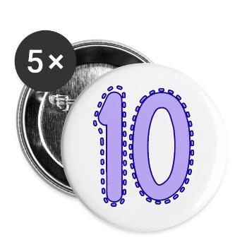 10. 10 JAHRE. 10. JAHRESTAG. 10-JÄHRIGES JUBILÄUM. - Buttons groß 56 mm (5er Pack) - Weiß - Vorne