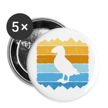 Puffin Papageitaucher Papageientaucher Island - Buttons groß 56 mm (5er Pack) - Weiß - Vorne