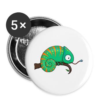 Chameleon Chamäleon - Buttons groß 56 mm (5er Pack) - Weiß - Vorne