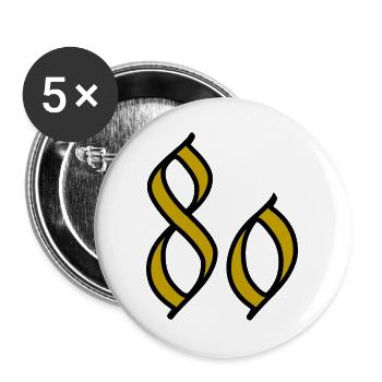 80. 80 JAHRE. 80. JAHRESTAG. 80-JÄHRIGES JUBILÄUM. - Buttons groß 56 mm (5er Pack) - Weiß - Vorne