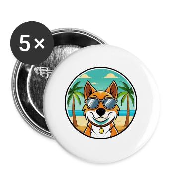 Russischer Harlekin Hund Rasse Cartoon Strand - Buttons groß 56 mm (5er Pack) - Weiß - Vorne
