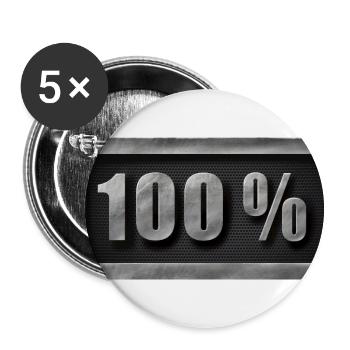 100 Prozent Metall-Design - Buttons groß 56 mm (5er Pack) - Weiß - Vorne