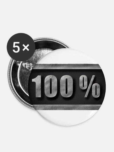 100 Prozent Metall-Design - Buttons groß 56 mm (5er Pack) - Weiß