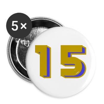 15. 15 JAHRE. 15. JAHRESTAG. 15-JÄHRIGES JUBILÄUM. - Buttons groß 56 mm (5er Pack) - Weiß - Vorne
