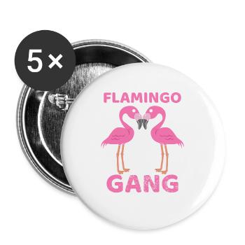 Flamingo Gang - Buttons groß 56 mm (5er Pack) - Weiß - Vorne