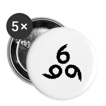 666 Satan Symbol - Buttons groß 56 mm (5er Pack) - Weiß - Vorne