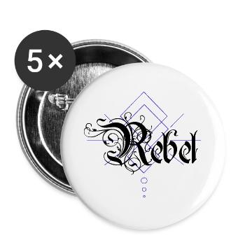 Rebel - Buttons groß 56 mm (5er Pack) - Weiß - Vorne