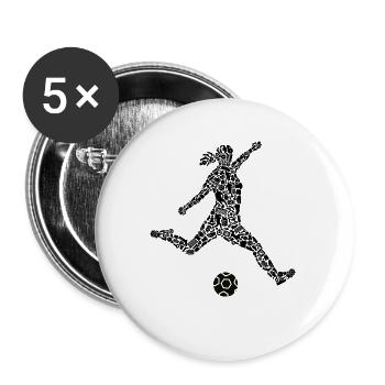 Fußballspielerin Symbole Fußball Fußballerin - Buttons groß 56 mm (5er Pack) - Weiß - Vorne