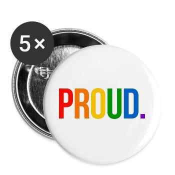 PROUD. - Schlicht und Aussagekräftig - Buttons groß 56 mm (5er Pack) - Weiß - Vorne