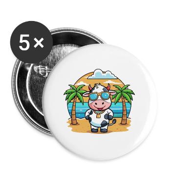 Cow Funny Cartoon Summer Beach Sunglasses - Buttons large 2.2''/56 mm (5-pack) - white - Front