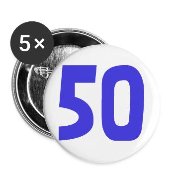 50. 50 JAHRE. 50-JÄHRIGES JUBILÄUM. 50-JÄHRIGES JUBILÄUM. - Buttons groß 56 mm (5er Pack) - Weiß - Vorne
