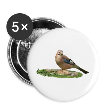 Eichelhäher - Buttons groß 56 mm (5er Pack) - Weiß - Vorne