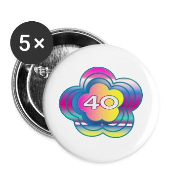 40 JAHRE. 40-JÄHRIGES JUBILÄUM. GEBURTSTAG 40 JAHRE. 40 - Buttons groß 56 mm (5er Pack) - Weiß - Vorne
