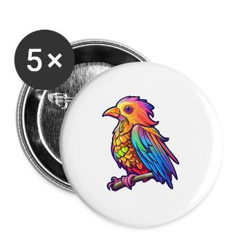 Kuckuck buntes Aquarell Cartoon Kawaii Tier - Buttons groß 56 mm (5er Pack) - Weiß - Vorne