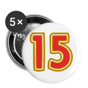 15. 15 ANS. 15e ANNIVERSAIRE. ANNIVERSAIRE 15 ANS. - Lot de 5 grands badges (56 mm) - blanc - Devant
