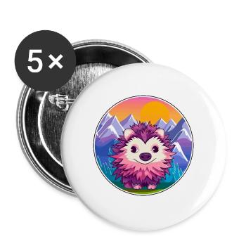 Igel Aquarell Karikatur Kawaii Haustier Tier Colo - Buttons groß 56 mm (5er Pack) - Weiß - Vorne